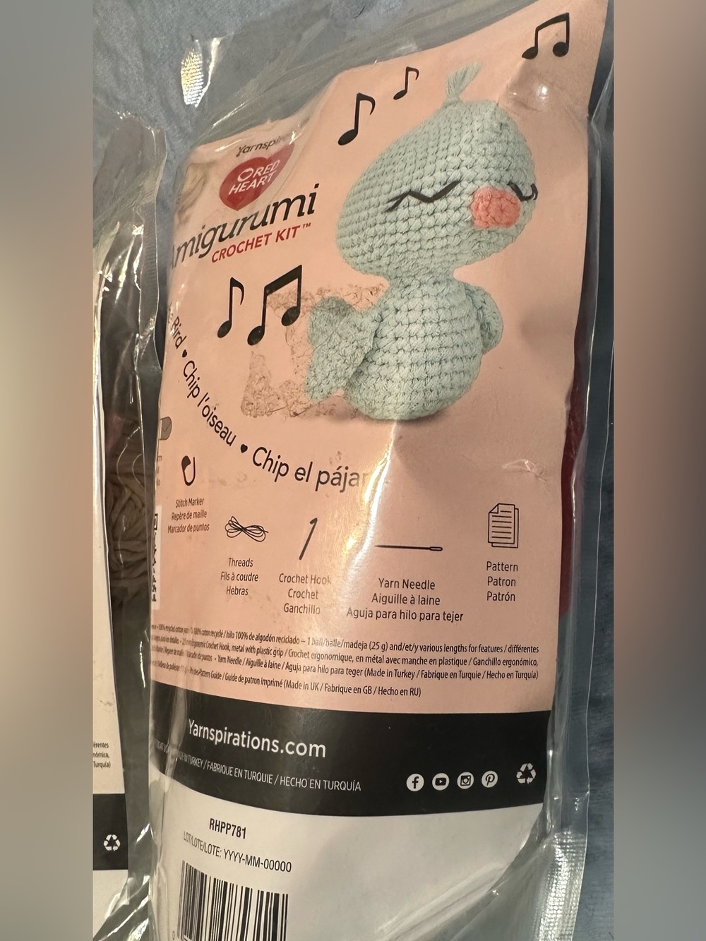 Red Heart Amigurumi Crochet Kit - Light Blue Plush Chip the 🐦 Bird